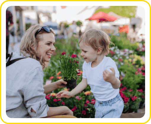 Mother and child laughing