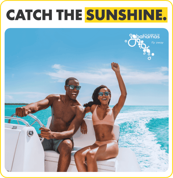 Catch the sunshine. Two couples riding a boat at the Bahamas.