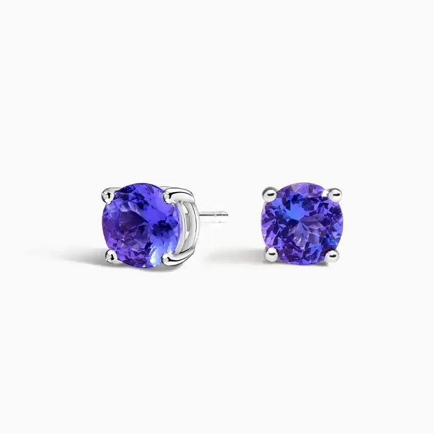 Solitaire Tanzanite Stud Earrings