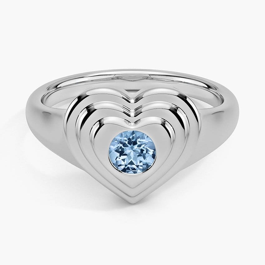 Aquamarine Sweetheart Signet Ring