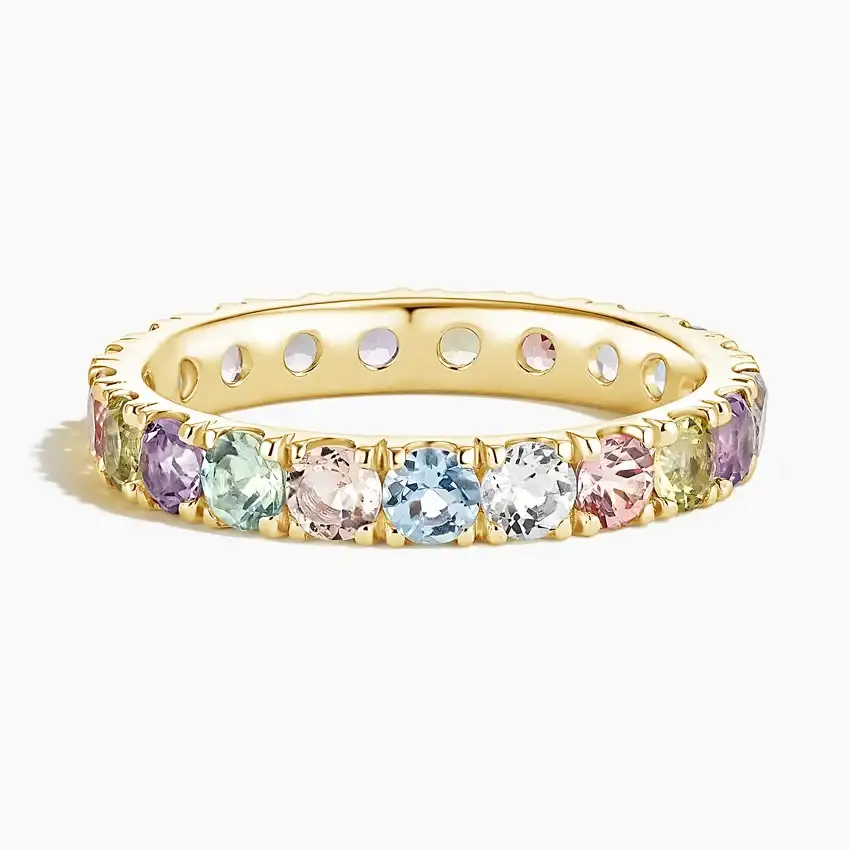 18K YELLOW GOLD PASTEL MULTI COLORED GEMSTONE RING