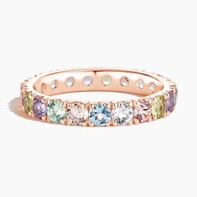 14K ROSE GOLD PASTEL MULTI COLORED GEMSTONE RING