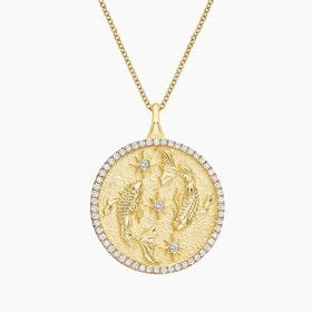 14K YELLOW GOLD LUXE PISCES ZODIAC PAVÉ PENDANT