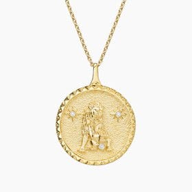 14K YELLOW GOLD LEO ZODIAC DIAMOND PENDANT