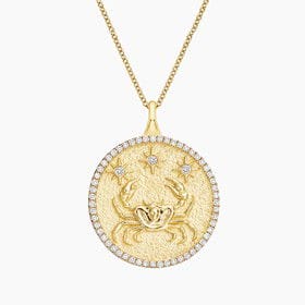 14K YELLOW GOLD LUXE CANCER ZODIAC PAVÉ PENDANT