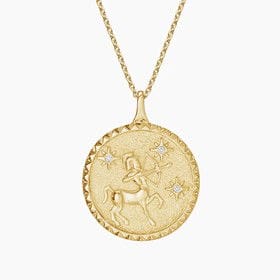 14K YELLOW GOLD SAGITTARIUS ZODIAC DIAMOND PENDANT