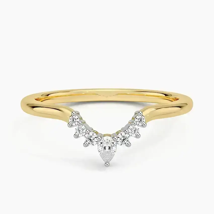 Mixed Metal Lunette Diamond Ring