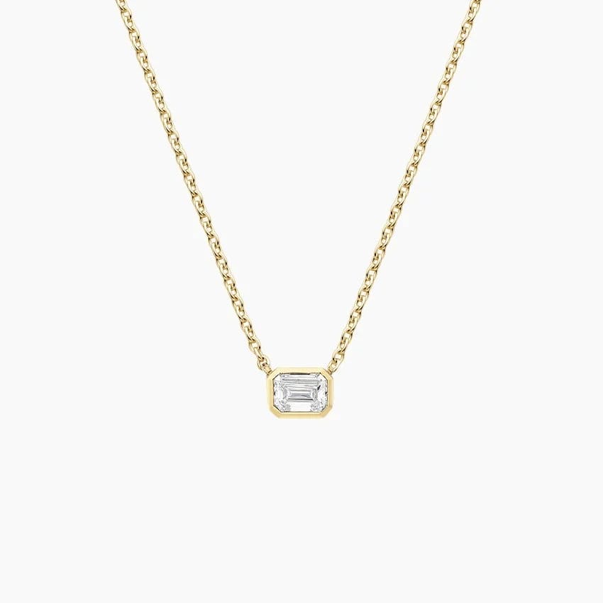 Emerald Cut Lab Diamond Bezel Solitaire Pendant