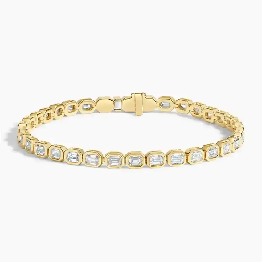 Emerald-Cut Lab Diamond Bezel Tennis Bracelet