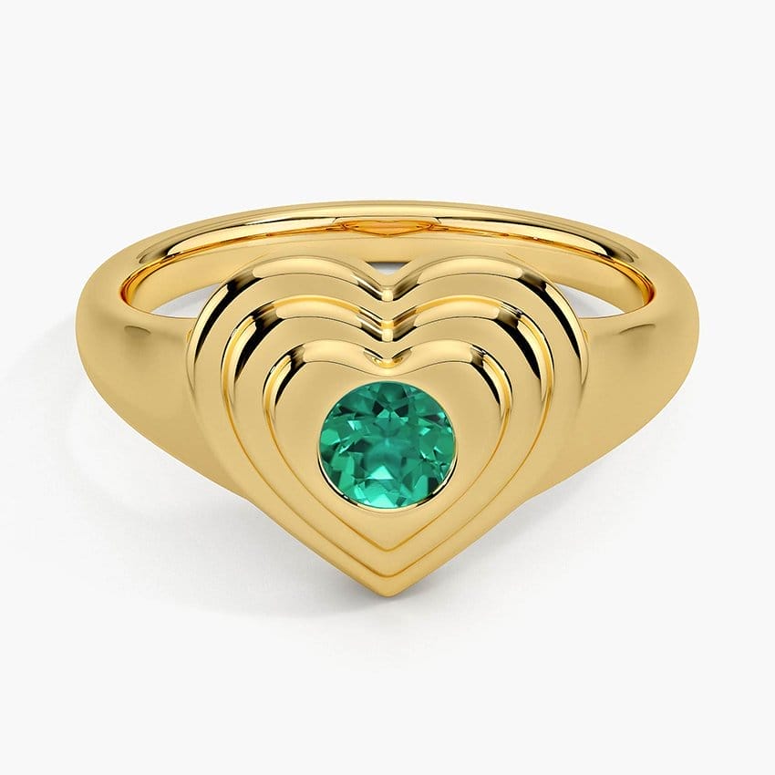 Lab Emerald Sweetheart Signet Ring