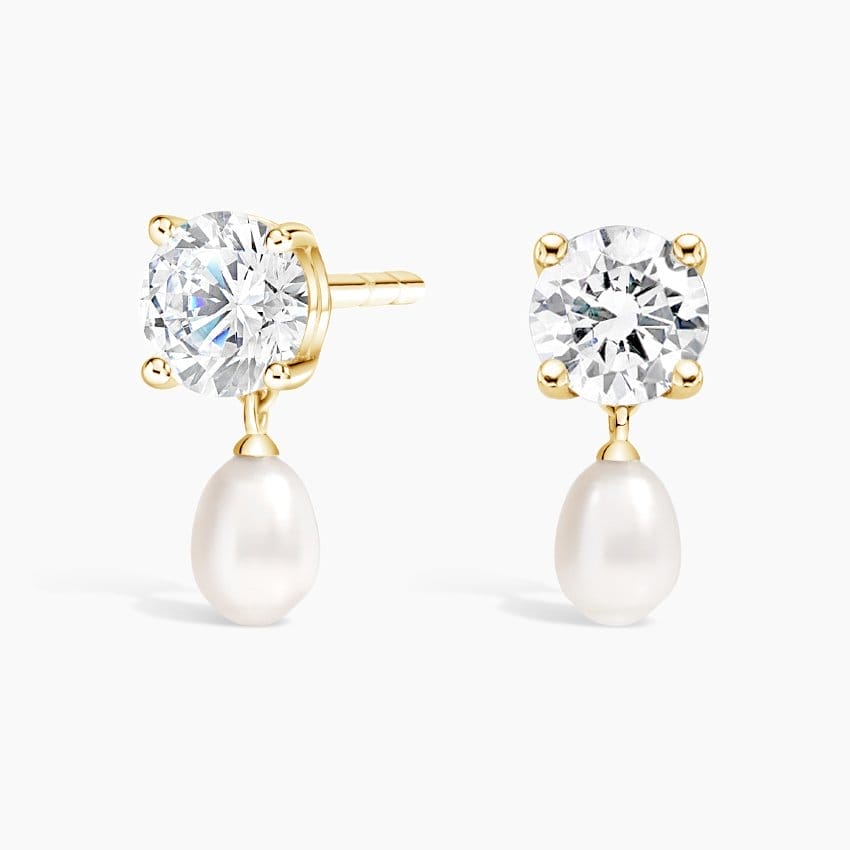 Cultured Pearl And Diamond Earrings
