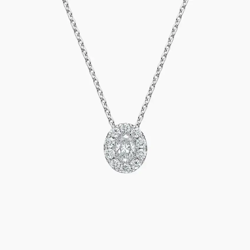 Oval Lab Grown Diamond Halo Pendant