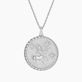 14K WHITE GOLD SAGITTARIUS ZODIAC DIAMOND PENDANT