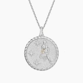 14K WHITE GOLD VIRGO ZODIAC DIAMOND PENDANT