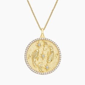 14K YELLOW GOLD LUXE PISCES ZODIAC PAVÉ PENDANT