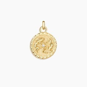 14K YELLOW GOLD PISCES ZODIAC DIAMOND CHARM