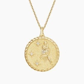 14K YELLOW GOLD VIRGO ZODIAC DIAMOND PENDANT