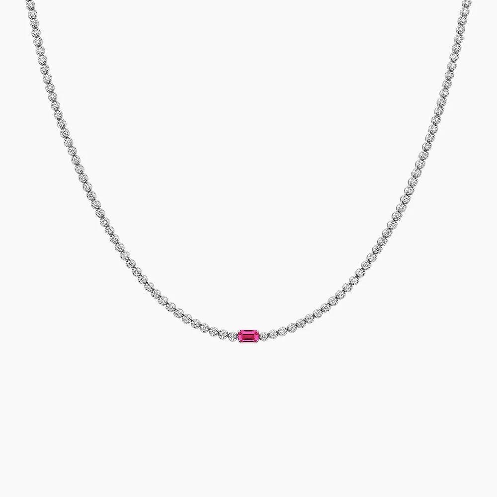 Beatrice Lab Ruby and Diamond Tennis Necklace
