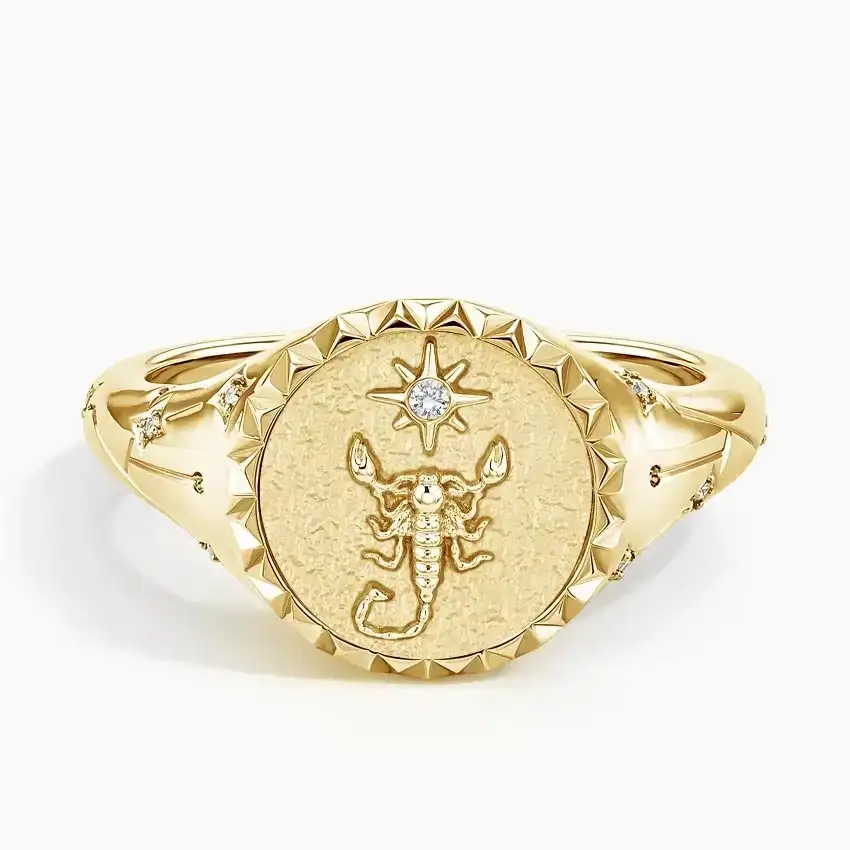 Scorpio Zodiac Diamond Signet Ring