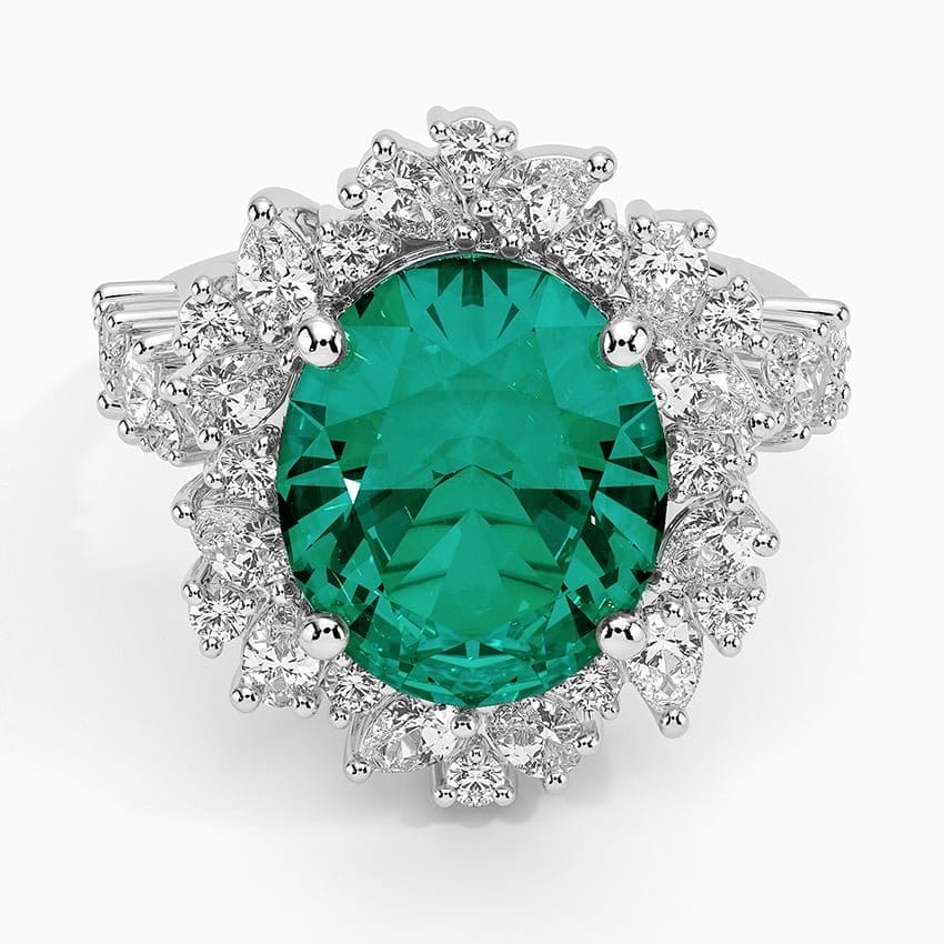 Olivetta Lab Emerald and Diamond Cocktail Ring