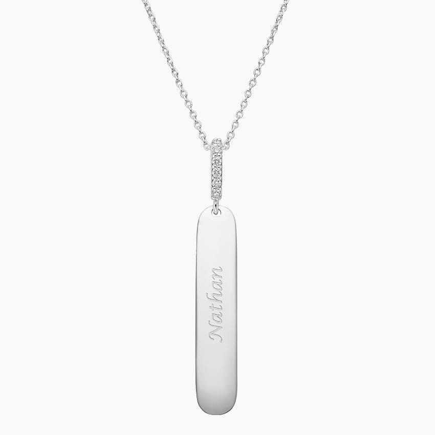 Engravable Vertical Bar Diamond Pendant