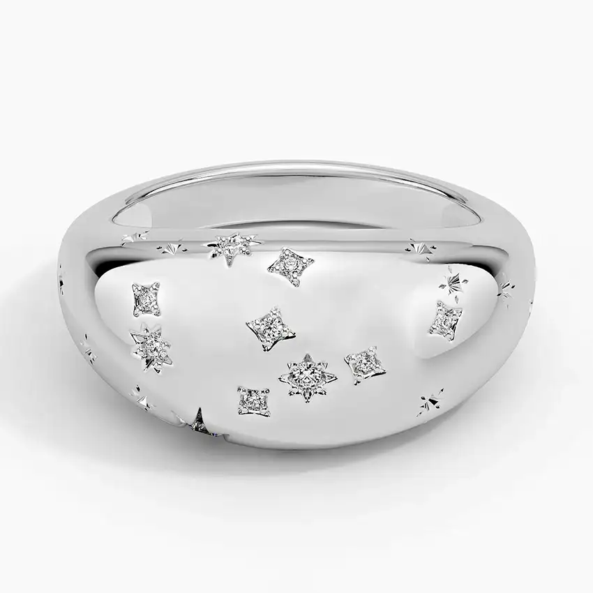 Virgo Zodiac Constellation Diamond Dome Ring