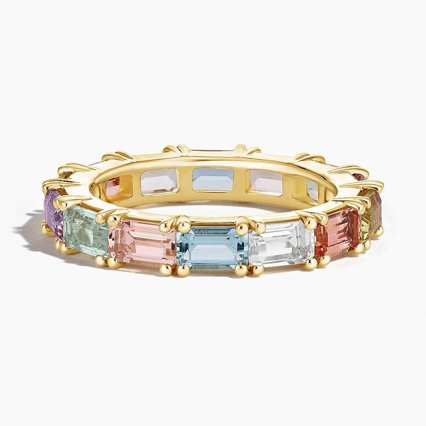 Pastel Emerald-Cut Multi Colored Gemstone Ring