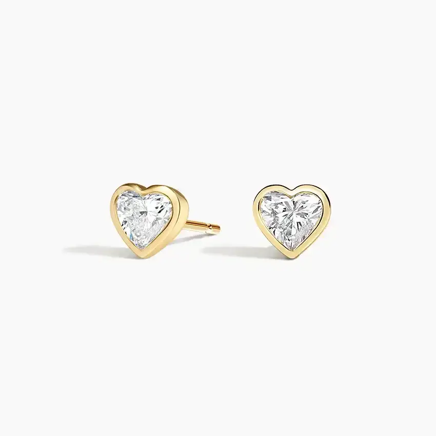 Heart Shaped Lab Diamond Bezel Stud Earrings