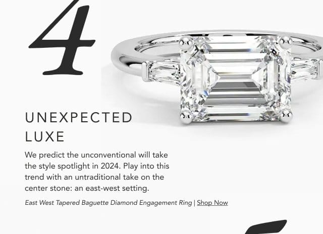 East West Tapered Baguette Diamond Engagement Ring