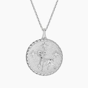 14K WHITE GOLD ARIES ZODIAC DIAMOND PENDANT