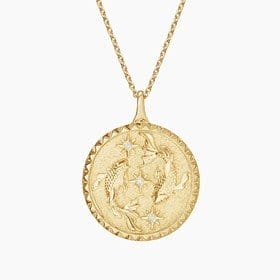 14K YELLOW GOLD PISCES ZODIAC DIAMOND PENDANT