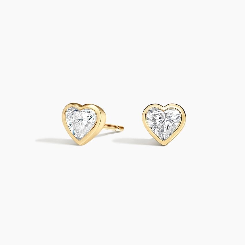 Heart Shaped Lab Diamond Bezel Stud Earrings 