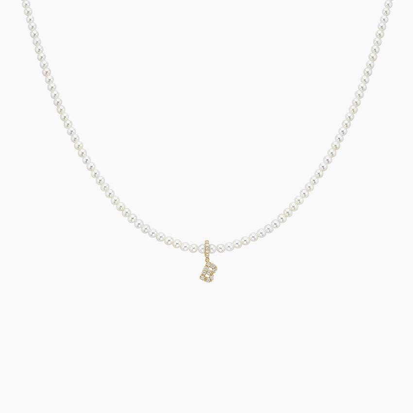 Cultured Pearl and Diamond Initial Necklace