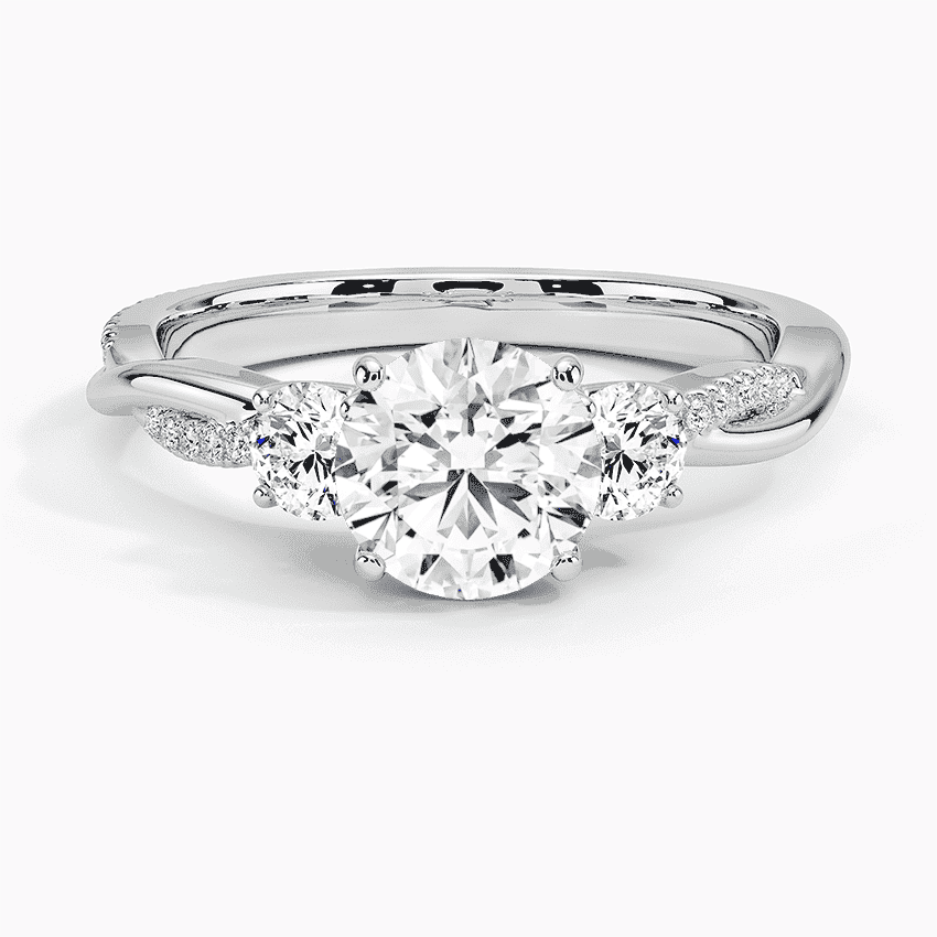 Petite Twisted Vine Three Stone Diamond Ring