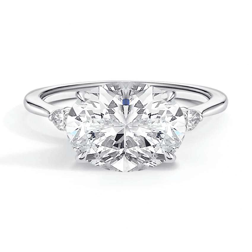 East-West Aria Three Stone Diamond Ring