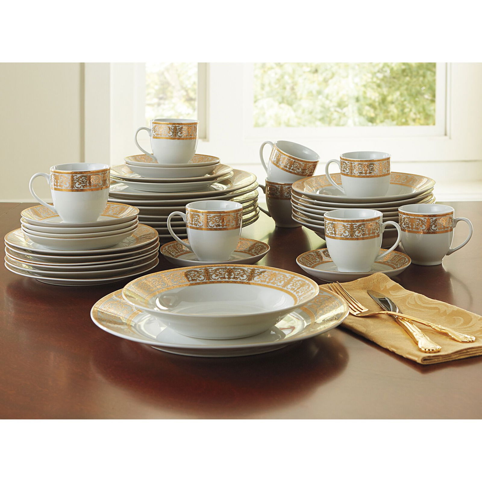 Medici Pc Golden Porcelain Dinnerware Set\ufeff