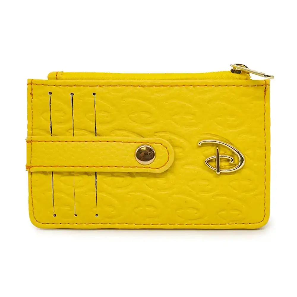 Image of Wallet ID Card Holder - Disney Signature D Debossed Yellow PU with Gold Metal D Icon