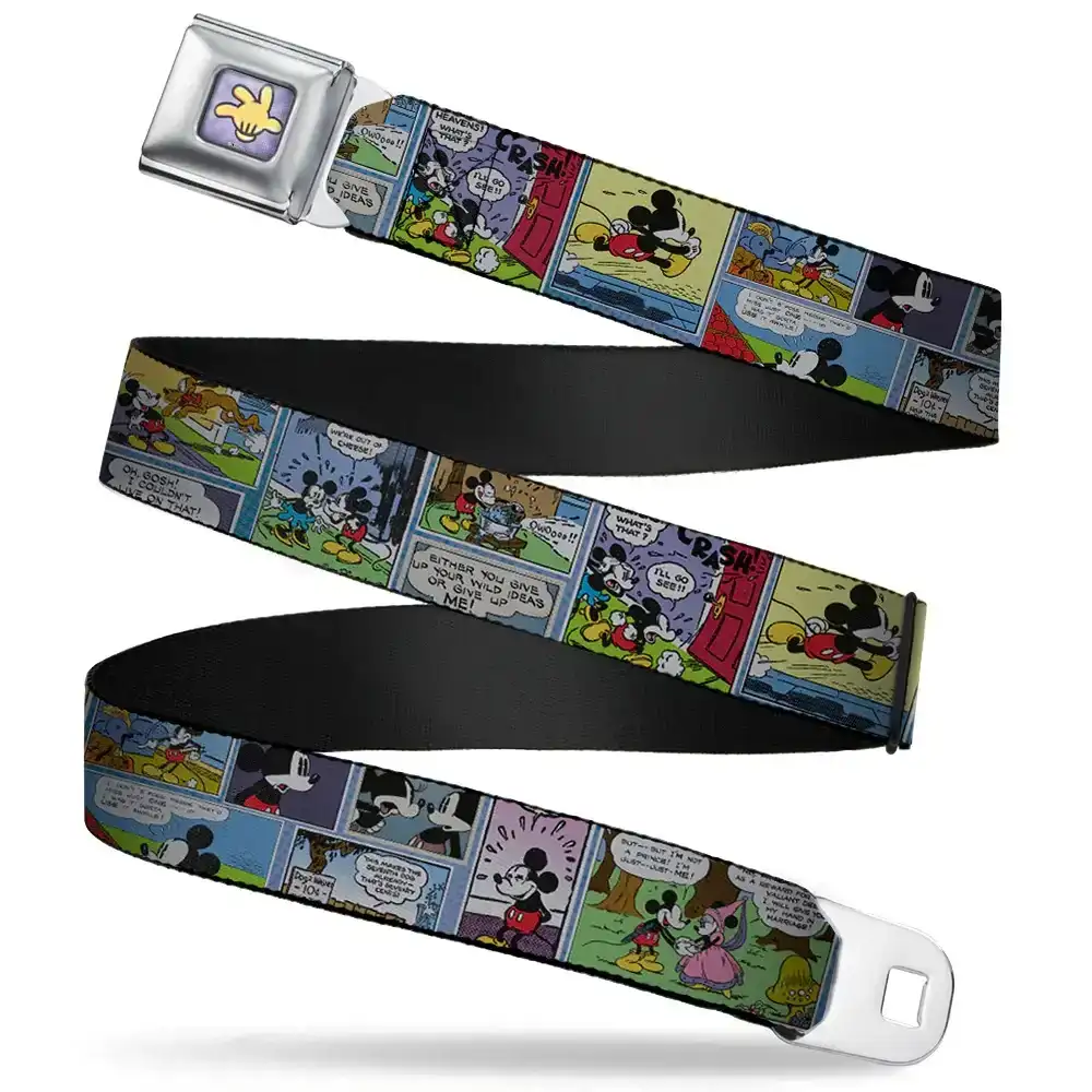 Image of Mickey's Glove Purple Rays Full Color Seatbelt Belt - Mickey & Minnie Comic Strip Webbing