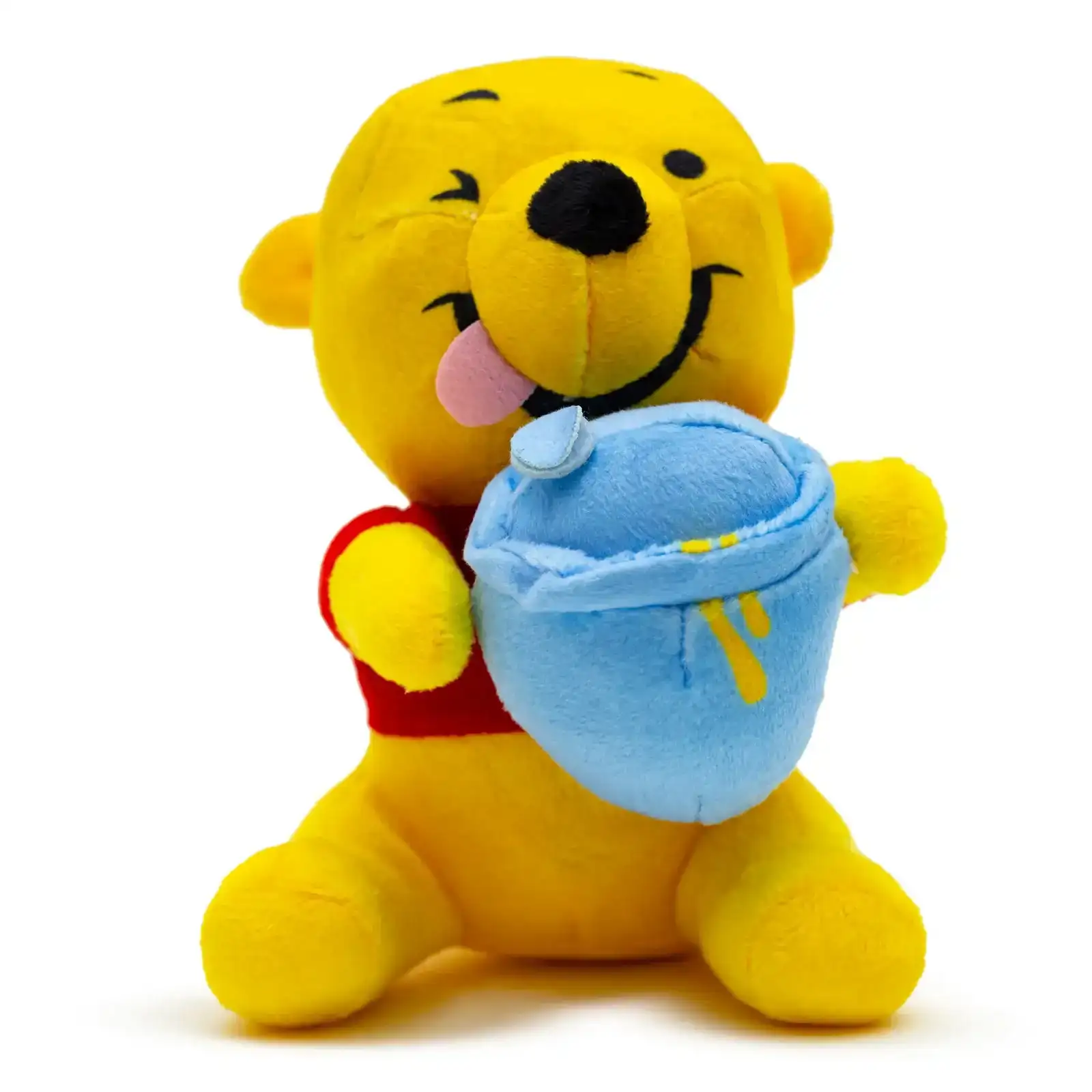 Image of Dog Toy Squeaker Plush - Winnie the Pooh Winking Hunny Pot Sitting Pose