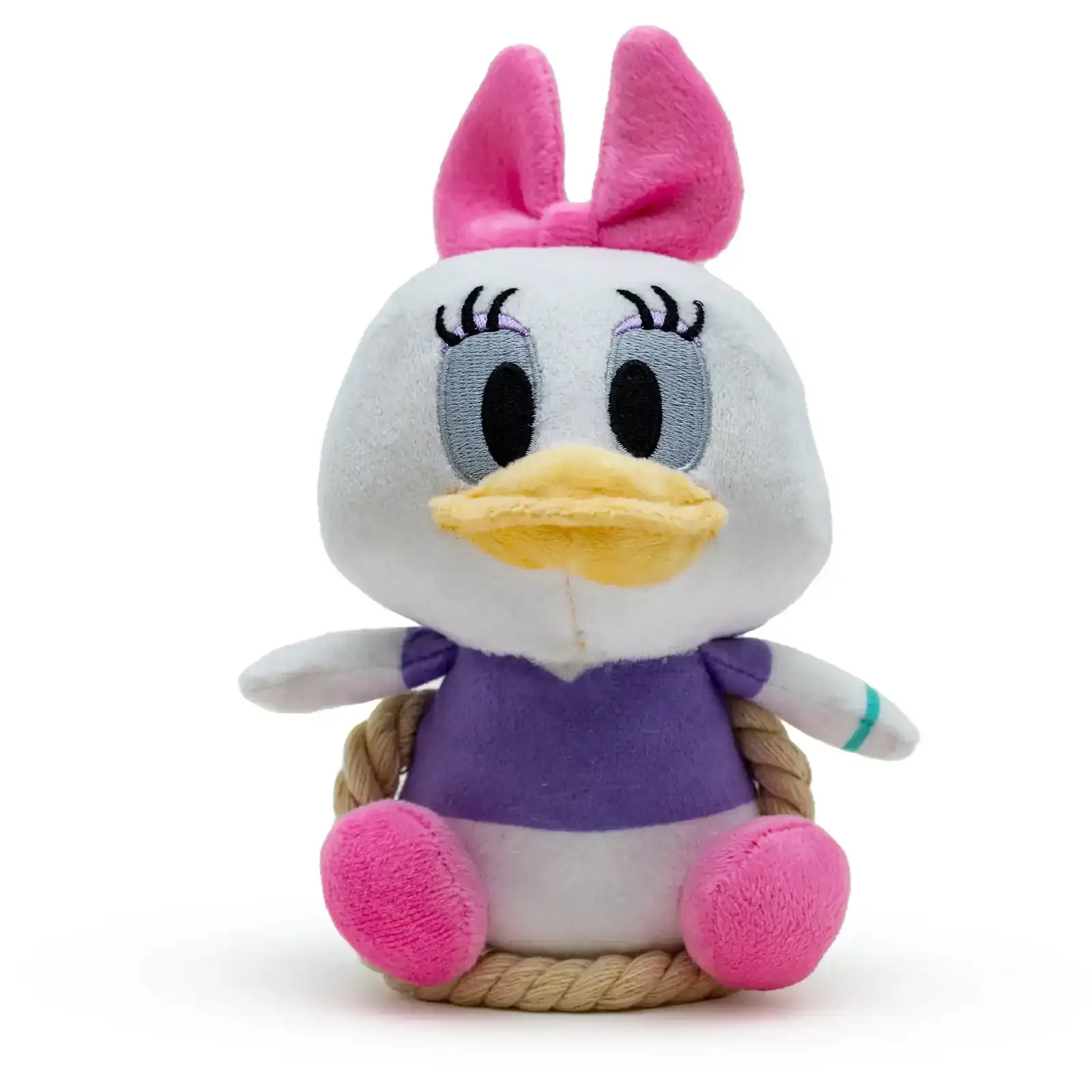 Image of Dog Toy Squeaker Plush with Rope - Disney Daisy Duck Chibi Sitting Pose