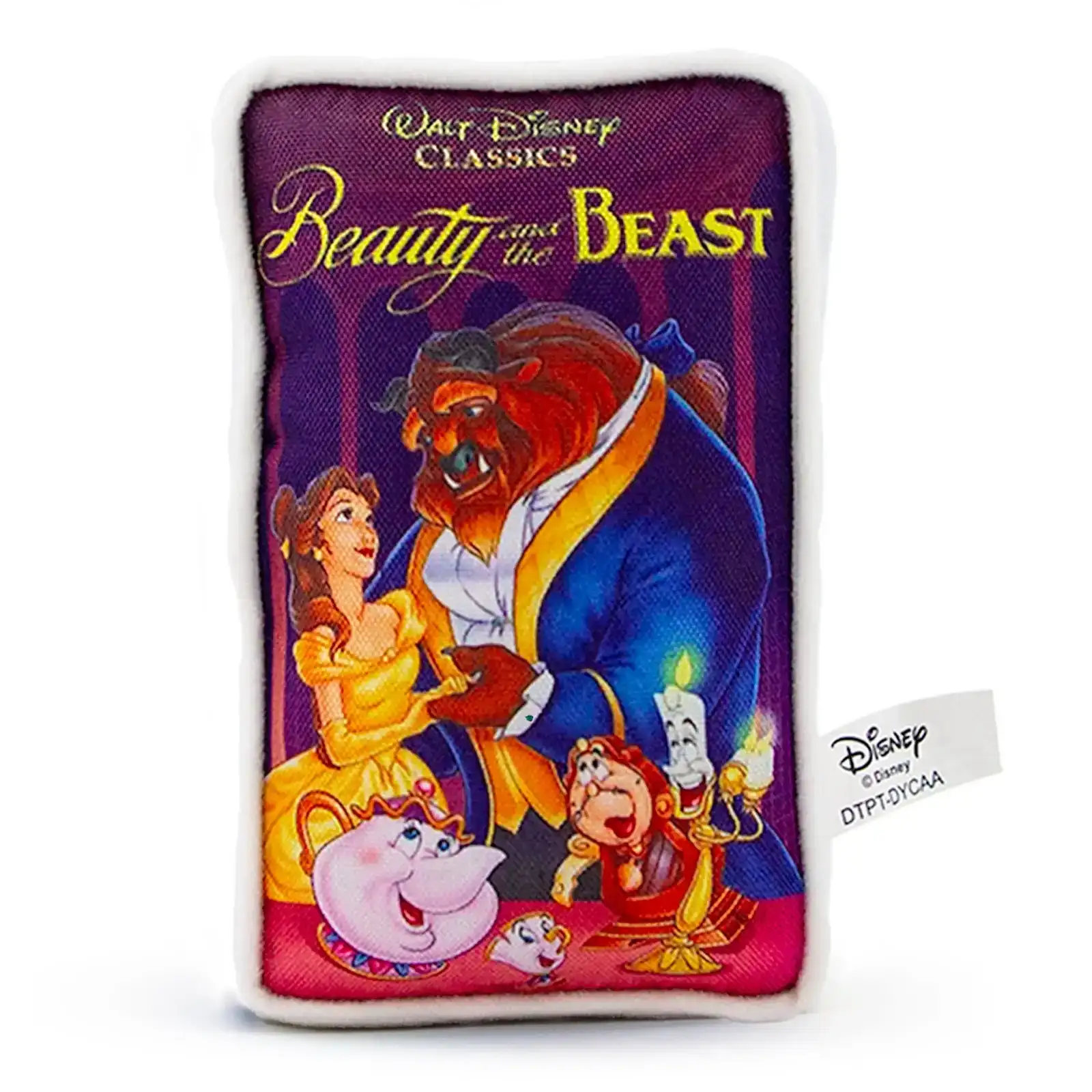 Image of Dog Toy Squeaker Plush - Disney Beauty and the Beast VHS Tape Replica