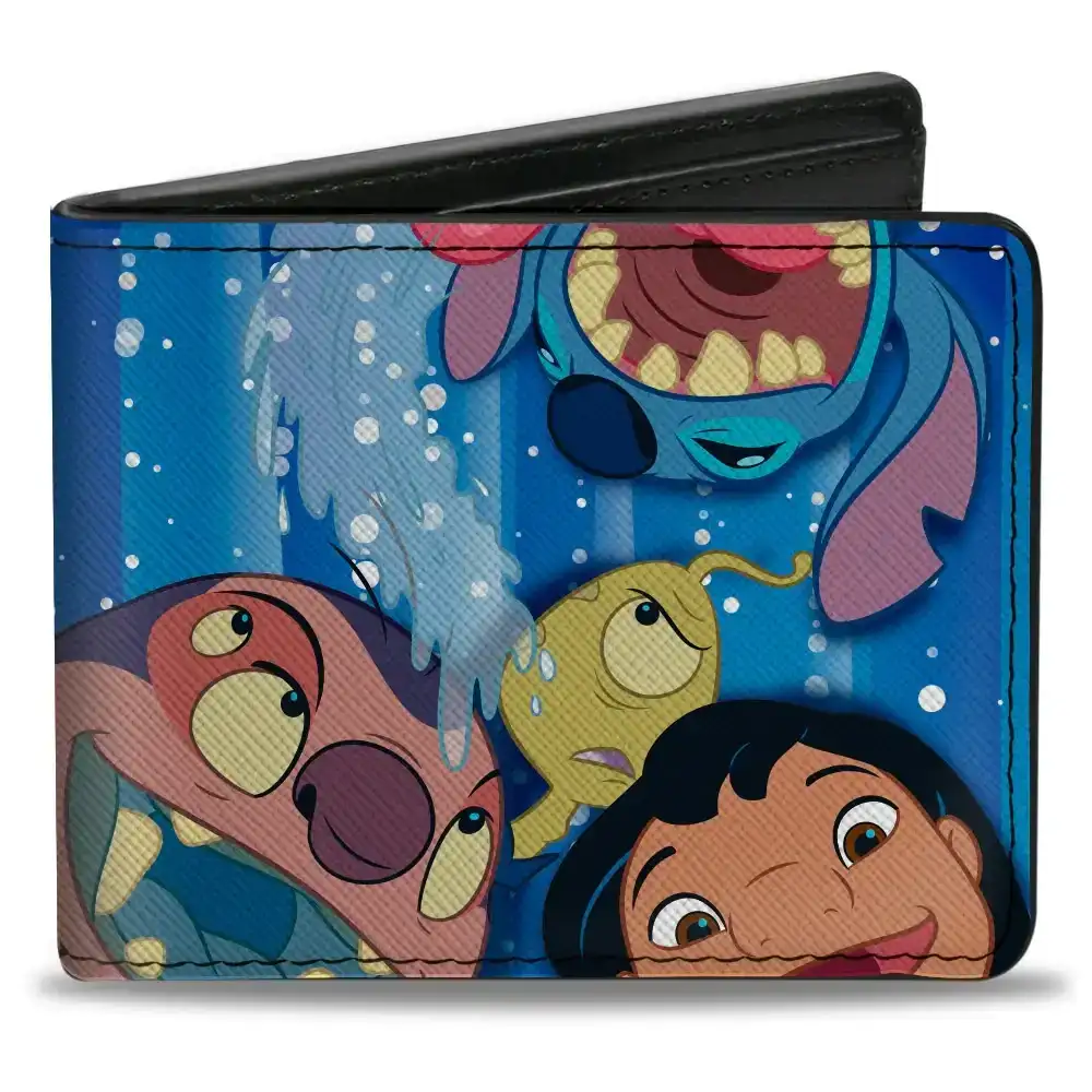 Image of Bi-Fold Wallet - Disney 100 Lilo and Stitch Characters Photo Booth Pose Blues