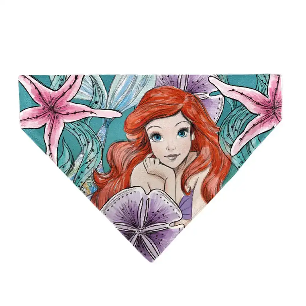 Image of Pet Bandana - The Little Mermaid Ariel Pose and Shells Sketch