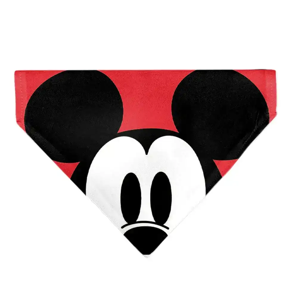 Image of Pet Bandana - Mickey Mouse Face Character Close-Up Red