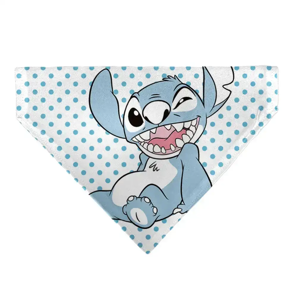 Image of Pet Bandana - Lilo & Stitch Stitch Winking Pose and Polka Dots White/Blue