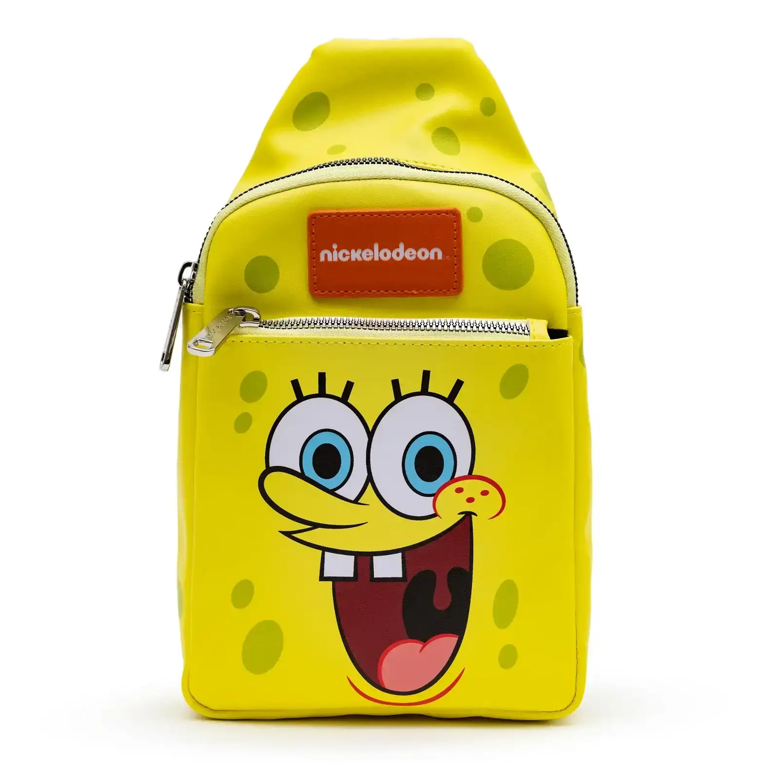 Image of Nickelodeon Bag, Sling, SpongeBob SquarePants Smiling Face Character Close Up Yellow, Bounding, Vegan Leather