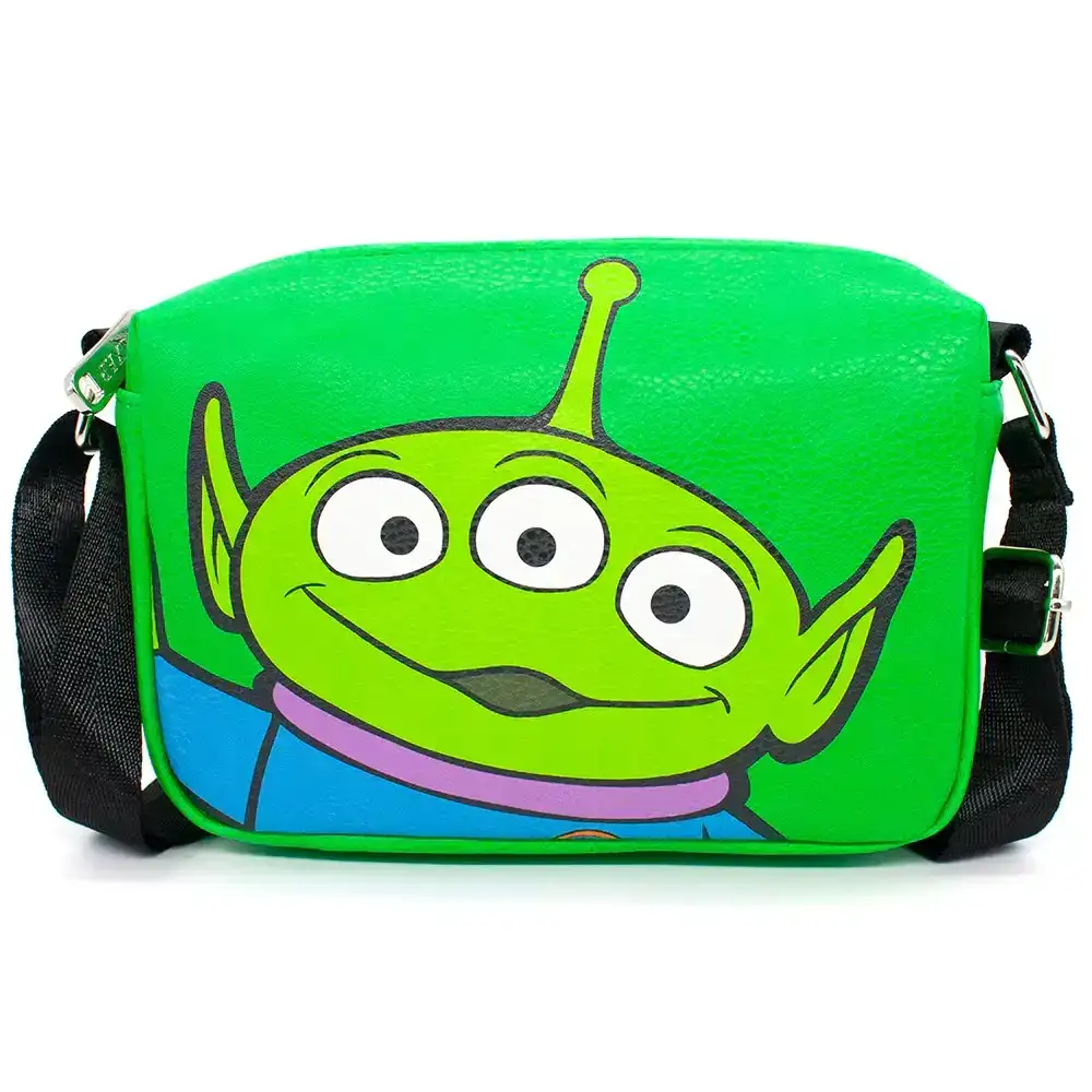 Image of Horizontal Crossbody Wallet - Toy Story Alien Smiling Close-Up Pose Green