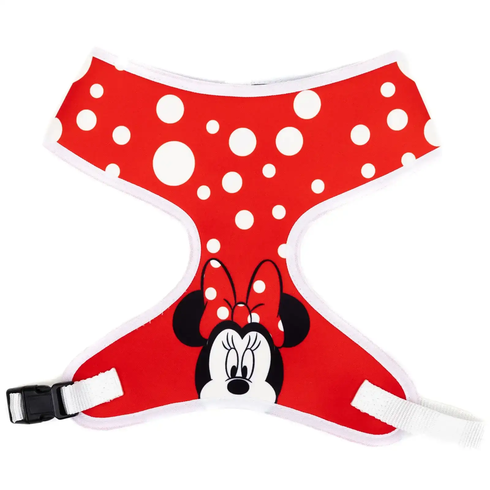Image of Disney Pet Harness, Minnie Mouse Face and Polka Dots Red White