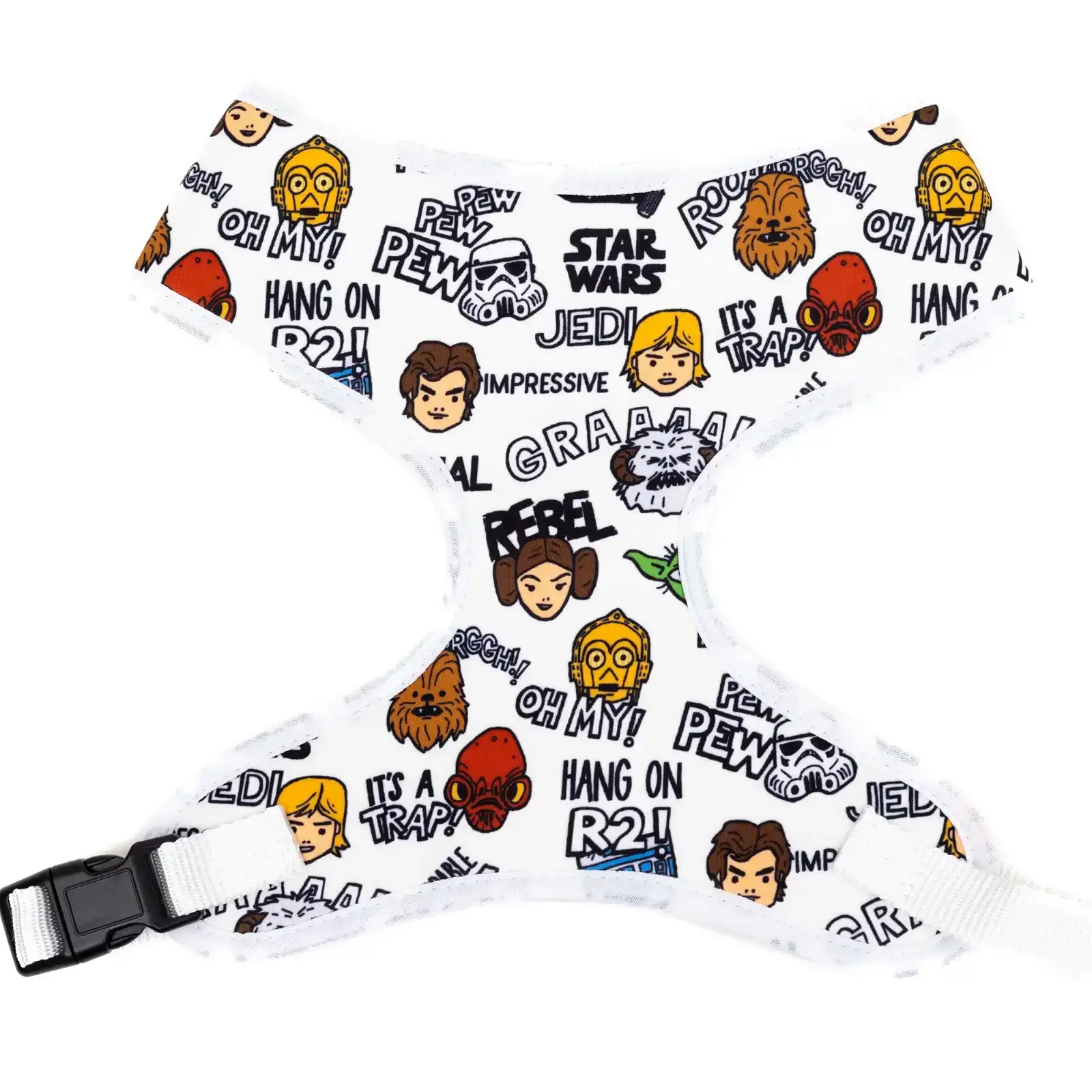 Image of Pet Harness - Star Wars Characters and Quotes Cartoon Collage Gray