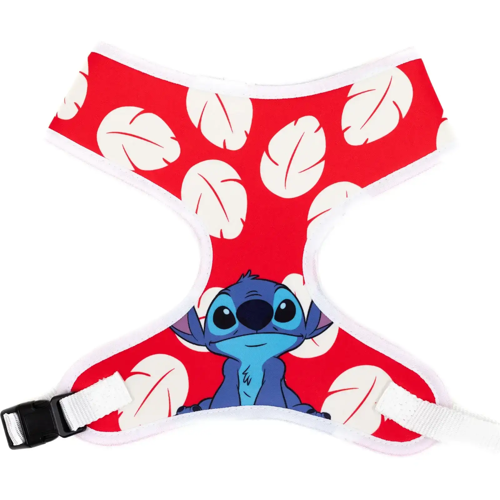 Image of Disney Pet Harness, Lilo & Stitch Stitch Sitting Pose and Leaves Red White